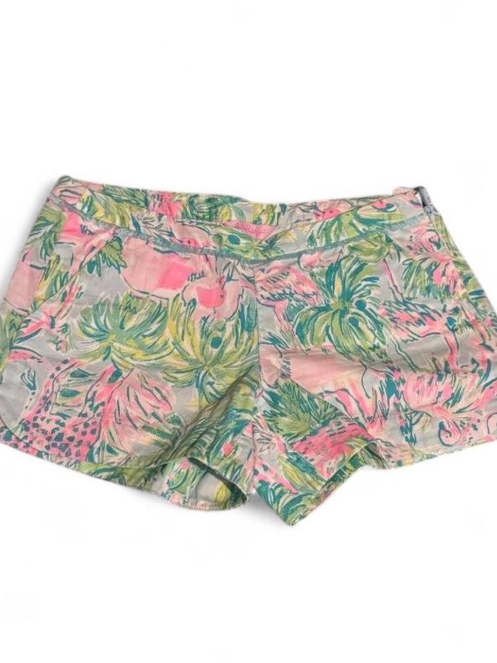 Lilly Pulitzer Pink and Green Tropical Print Bermuda Shorts